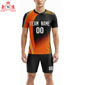 ชุดเสื้อฟุตบอลสีส้มดำแบบซับลิเมชั่นพร้อมกางเกงขาสั้น ชุดยูนิฟอร์มฟุตบอลสำหรับผู้ใหญ่ ผ้าโพลีเอสเตอร์ระบายอากาศ ตรวจจับรอยตะเข็บด้วยเข็ม - Product Image 4