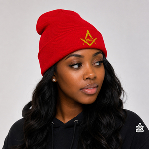 Gorro Rojo de Invierno con Logotipo Bordado, Ropa Masónica Griega, Hermandad, Sororidad, Prendas Masónicas Tradicionales - Product Image 1