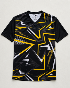 FURAT LEATHERS Camiseta de Baloncesto Unisex con Cuello en V, Sublimada, de Manga Corta, con Estampado Geométrico, de Poliéster que Absorbe la Humedad, Corte Regular - Product Image 1