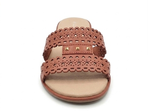Sandalias de Tacón Bajo de Cuero Genuino para Mujer, Diseño Perforado Transpirable, Estilo Slip-On, con Amortiguación de Aire, Ligeras, para Verano - Product Image 4
