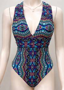 Maillot de bain une pièce imprimé aztèque, col halter, taille haute, coloré, pour femme - Vente en gros fabricant - Product Image 6