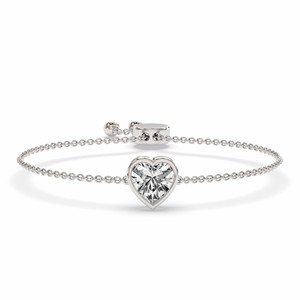 Adorable Chain Bracelet With Adjustable Design Bezel Set Kyra Heart Cut Lab Grown Diamond Bracelet Made From <b>Solid</b> 14k <b>Gold</b> - Product Image 4