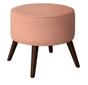 Petit pouf ottoman en bois avec coussin en velours rose, idéal pour la maison, les hôtels et les villas, meuble décoratif. - Product Image 1