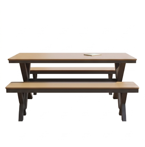 Outdoor Garden Picnic Table Set With Benches Weather Resistant Metal <b>Frame</b> Contemporary Design For <b>6</b> Seating Capacity - Product Image 6
