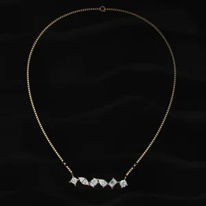 Pendentif Mangalsutra en diamant de forme mixte, cultivé en laboratoire CVD, couleur D-E, clarté VVS-VS, certifié IGI, plaqué or, pour fiançailles et mariage - Product Image 5