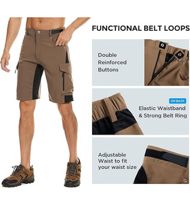 Shorts décontractés pour hommes en molleton 100 % coton, coupe classique, taille haute élastique, anti-plis, multi-poches, couleur personnalisée brodée - Product Image 4