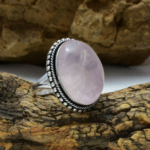 Rose Quartz <b>Silver</b> <b>Ring</b> <b>925</b> Sterling <b>Silver</b> Natural Oval Gemstone Bezel Setting <b>Ring</b> Romantic Gift for Women - Product Image 1