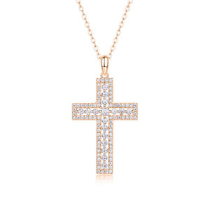 Pendentif Croix Art Déco avec Moissanite Ronde Taillée, en Argent Sterling 925, Bijou Chrétien Religieux, Charme, Cadeau - Product Image 2