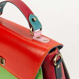 <b>Small</b> Recycled Leather Satchel Handbag Hot Selling Rainbow Color Purse Women's Stylish Unique Multi Uses Sustainable Sling Bags - Product Image 4