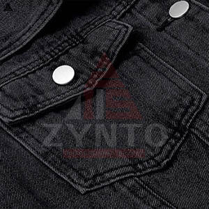 Veste en jean personnalisée avec logo pour femme, prix de gros, en denim bleu et noir, avec fourrure, en coton, style streetwear pour femme - Product Image 2