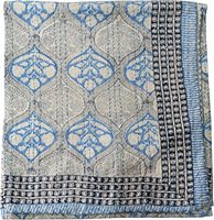Couverture traditionnelle Kantha en coton indigo, motif floral bleu, cousue à la main, pour toutes les saisons, décoration d'intérieur