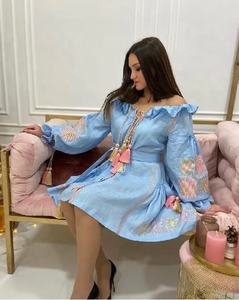 Minivestido de algodón con hombros descubiertos para mujer, ropa de fiesta, Vestido corto de verano para la playa, novedad - Product Image 2