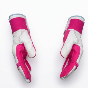 Guantes de Bateo de Béisbol de Cuero Premium Rosa y Blanco para Jugadores Adultos con Agarre Profesional y Ajuste Flexible - Product Image 4