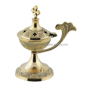 Religieux décoré brûleur d'encens or croix Design haut meilleure qualité diffuseur Antique laiton brûleur d'encens marchandises d'église - Product Image 4