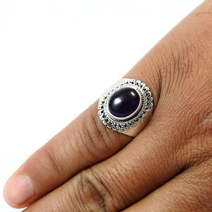 แหวนเงินแท้ 925 สำหรับผู้ชายอเมทิสต์ธรรมชาติอัญมณีทำด้วยมือวินเทจคลาสสิกเรียบง่ายการออกแบบแบบยูนิเซ็กส์เครื่องประดับโบฮีเมียน - Product Image 3