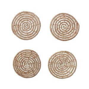 Timeless Handmade Natural Rattan Coasters Four Pack Spiral Light olid Woven Design Hot Drink <b>Protection</b> Boho Tabletop Decor - Product Image 4