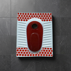 Modern Red Art Double Color <b>Ceramic</b> Squat Toilet <b>Pan</b> Orissa Eastern Sanitary Ware Indian Designer WC Export - Product Image 5