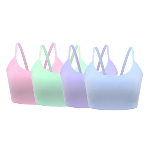 Soutien-gorge de sport dos nageur rose pour femme, sans coutures, maintien élevé, respirant, écologique, avec coussinets amovibles, couleur unie, coupe courte - Product Image 5