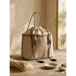 Sac fourre-tout de plage en toile imperméable rayé bleu pour femme, grande capacité, sac à main décontracté à bandoulière avec sangle en cuir - Product Image 6