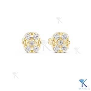 ต่างหูเพชรทรงกลมแบบคุชชั่น 5 เม็ด ประดับทองคำแท้ 14K 18K สำหรับผู้หญิง ของขวัญวันครบรอบแต่งงาน - Product Image 4