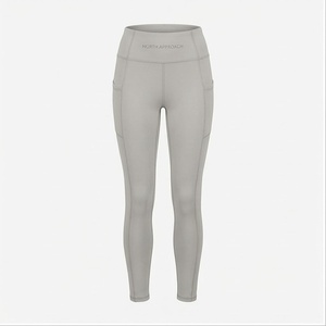 North Approach High Waist Full Length Yoga <b>Leggings</b> With <b>Pockets</b> Solid Gray Seamless Four-Way Stretch Women's Activewear - Product Image 1