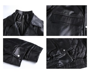 <b>Men</b> Autumn Three Button <b>White</b> Handsome Casual Leather Bomber <b>Jacket</b> O-neck Youth Coat Tops - Product Image 3