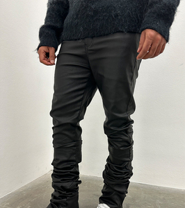Wholesale Waxed Stacked Casual Pants <b>Men's</b> 2026 Fashion Black Denim Quality Vintage Custom Skinny Fit <b>Jeans</b> for <b>Men</b> - Product Image 4