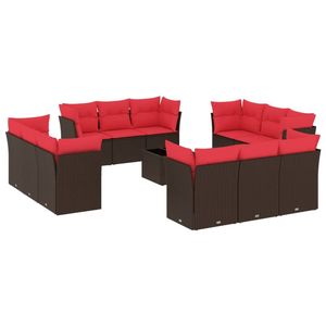 Juego de sofás de patio de ratán sintético marrón de 13 piezas con cojines, muebles duraderos para exteriores - Product Image 2