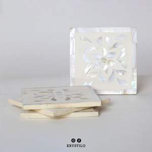 Sous-verres tendance en MDF avec incrustation de nacre, sous-verres MOP, sets de table, sous-verres avec incrustation de nacre, à prix de gros usine - Product Image 3