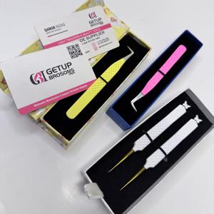 Pince à épiler professionnelle GETUP BROSONS IMPEX de qualité supérieure, anti-magnétique, avec pointe dorée de précision, pour extensions de cils (90 Boot/Isolation Powder Coating) - Product Image 6