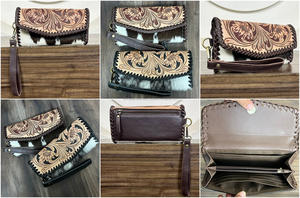 กระเป๋าหนังแท้และหนังวัวลายแกะสลัก พร้อมสายคล้องข้อมือ ดีไซน์หรูหรา จุของได้เยอะ เหมาะสำหรับผู้หญิง สไตล์คาวบอยตะวันตก - Product Image 3
