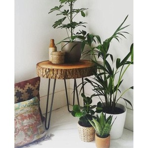 Table d'appoint avec pieds en bois d'acacia |   Support de plantes minimaliste |   Écologique et durable |   Aqudus Saleem AS-MIN4 |   Vente en gros en Inde - Product Image 1