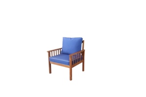 Garden <b>Set</b> Outdoor Furniture 4 Seater Contemporary Design Blue Cushions Weather Resistant Solid Wood Frame - Product Image 4