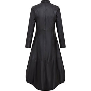 Manteau long gothique pour femme en similicuir 100 %, style punk, à capuche, fermeture éclair avant, élégant, mélange de matières, OEM ODM - Product Image 4
