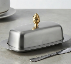 Beurrier rectangulaire en acier inoxydable avec couvercle, design moderne, hermétique, préservation de la fraîcheur, vaisselle de cuisine - Product Image 3