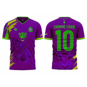 เสื้อฟุตบอลทีมชาติ RDC ลายเสือดาว แขนสั้น คอวี น้ำหนักเบา สำหรับผู้ใหญ่ ดีไซน์แบบซับลิเมชั่น - Product Image 1