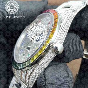 ชาร์ม_จิวเวลส์นาฬิกาข้อมือผู้ชายสุดหรู สายสแตนเลส ขอบหน้าปัดสีรุ้ง หน้าปัดเพชร ระบบอนาล็อก แสดงวันที่ 40 มม. 10 บาร์ - Product Image 6