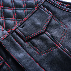 Gilet de moto réversible sans manches en cuir véritable pour homme, personnalisable, multi-poches, imperméable - Product Image 3
