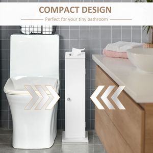 Meuble de rangement moderne pour papier toilette en MDF blanc de 26 pouces, sur pied, étroit, pour salle de bain, maison, hôtel ou appartement - Product Image 4