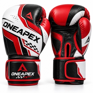 Boxing <b>Gloves</b> Leather Red Black White Professional Training Fight <b>Gloves</b> Padded Boxing Custom Logo OEM Wholesale <b>Sports</b> <b>Glove</b> - Product Image 1