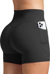 Shorts cyclistes taille haute pour femme, couleur unie, extensibles, respirants, en tricot de spandex et polyester, style sportif - Product Image 2