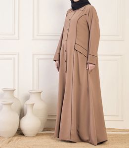 Nouvelle Robe Abaya Modeste Style 2026, Vêtement Islamique Ouvert sur le Devant, Longue Robe pour Femmes Musulmanes en Polyester à Col en V Floral - Product Image 5