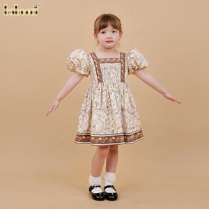 Vestido Floral Ecológico para Niñas con Corsé Fruncido Estilo Kansai, Vestido Floral Infantil 100% Algodón con Fruncido a Mano, Ecológico, ODM - DR4539 - Product Image 3