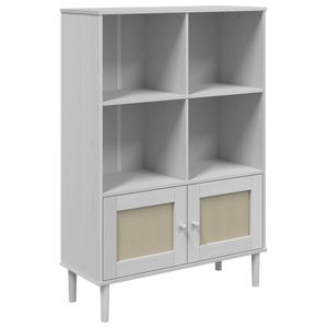 Libreria in Legno di Pino Massiccio Bianco con Piedini Regolabili 35.4x13.8x51.2 pollici - Product Image 2