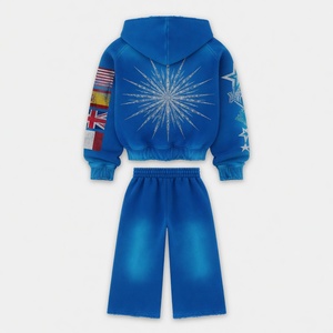 ชุดวอร์มลำลองผู้ชายแบบกำหนดเอง ผ้าฝ้าย 100% เสื้อฮู้ดมีซิปและกางเกงขายาวทรงกว้าง น้ำหนักเบา เป็นมิตรกับสิ่งแวดล้อม เอวสูง ปรับแต่งได้ - Product Image 3