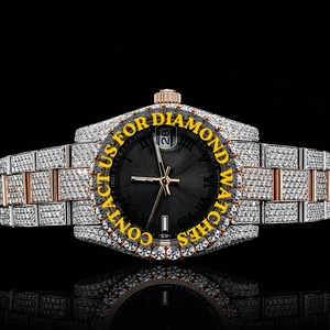 Reloj de pulsera artesanal con caja redonda, esfera con números romanos, oro blanco, diamantes de moissanita, movimiento de cuarzo, colección exclusiva para hombre - Product Image 6