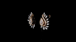 Boucles d'oreilles en forme de goutte d'eau avec diamants et nacre |   Design de feuille de marquise |   Bijoux de mariée en or |   OEM ODM - Product Image 3