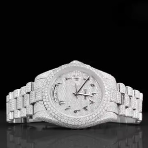 นาฬิกาข้อมือผู้ชายไทเทเนียมฟรอสต์ควอตซ์มอยส์ซาไนต์เพชร ดีไซน์ไฮเปอร์ไชน์ ขอบหน้าปัดแบบไอซ์ ฮิปฮอป พรีเมียม หรูหรา - Product Image 3