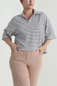 เสื้อยืดโอเวอร์ไซส์ Ever Glow Plus Size สำหรับผู้หญิง สีฟ้าอ่อน คอกลม แขนสั้น ผ้าโพลีเอสเตอร์/คอตตอน ทรงหลวม น้ำหนัก 340 กรัม - Product Image 4