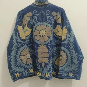 Veste bomber en velours de coton faite à la main, style bohème, à fleurs, pour femme, automne/hiver, réversible, cadeau pour elle - Product Image 4